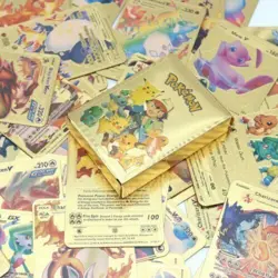 Pokemon Gold Pack Foil Cards 55Pcs TCG GX Vmax Rare Charizard - Image 2