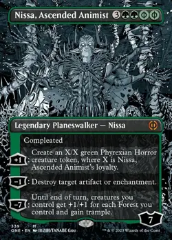 Near Mint x 1 Nissa, Ascended Animist - Foil - Borderless Manga Phyrexia: All Wi - Image 1