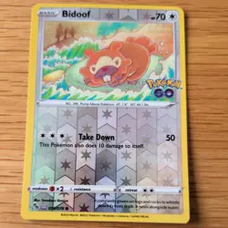BIDOOF 059/078 POKEMON CARD (POKEMON GO SET) REVERSE HOLO DITTO UNPEELED - Image 2