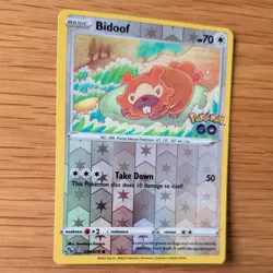 BIDOOF 059/078 POKEMON CARD (POKEMON GO SET) REVERSE HOLO DITTO UNPEELED - Image 3