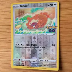 BIDOOF 059/078 POKEMON CARD (POKEMON GO SET) REVERSE HOLO DITTO UNPEELED - Image 4