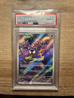 2024 POKEMON TEF EN-TEMPORAL FORCES ILLUSTRATION RARE #177 GASTLY PSA 10 - Image 1