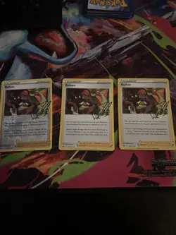Pokemon TCG Raihan 140/159 Crown Zenith Signature Holo Rare Card X 3 one reverse - Image 1