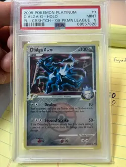 2009 Pokemon Platinum Dialga G Holo PL-Crshtch-'09 Pkmn.League PSA 9 #7 - Image 1