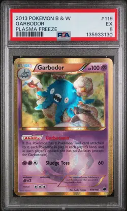 2013 Pokemon Black & White Plasma Freeze Garbodor Plasma Freeze PSA 5 #119 - Image 1