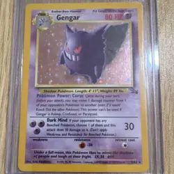 1999 Pokemon Gengar Holo Rare Fossil 5/62 Stage 2 80 HP TCG - Image 1