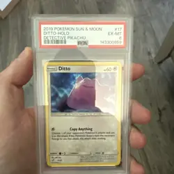 Ditto 17/18 Detective Pikachu Holo Pokemon Sun & Moon PSA 6 - Image 1