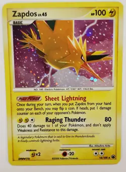 Zapdos 14/100 Majestic Dawn Holo Pokemon Card 2008 - Image 1