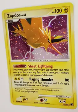 Zapdos 14/100 Majestic Dawn Holo Pokemon Card 2008 - Image 3