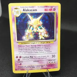 Pokemon Alakazam 1/102 Base Set Holo Rare HP 80 Ken Sugimori - Image 1