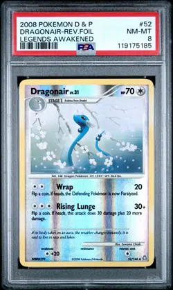 2008 POKEMON DIAMOND & PEARL LEGENDS AWAKENED #52 DRAGONAIR-REVERSE FOIL PSA 8 - Image 1