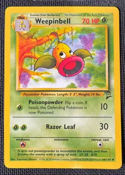 WEEPINBELL 64/130 UNCOMMON BASE SET 2 POKEMON LP - Image 1