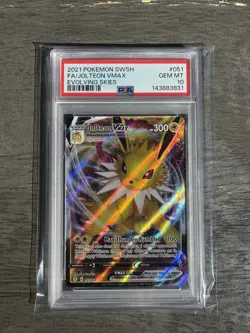 2021 POKEMON SWORD & SHIELD EVOLVING SKIES #051 FULL ART/JOLTEON VMAX PSA 10 - Image 1