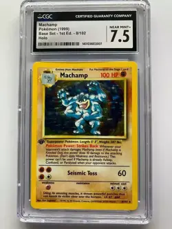 Machamp 8/102 Base Set 1st Edition Unlimited Holo CGC 7.5 Pokemon - Image 1