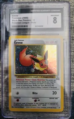 Eevee Pokemon (2000) Black Star Promo- 11 Holo Pokemon league CGC 8 NM/MINT - Image 1