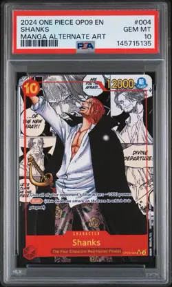 2024 ONE PIECE EMPERORS IN THE NEW WORLD OP09-004 SHANKS MANGA ALT ART PSA 10 - Image 1