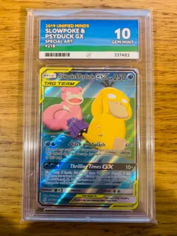 ACE 10! Slowpoke & Psyduck GX (218/236) Unified Minds Tag Team PSA Pokemon Card! - Image 3