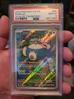 Pokemon Snorlax 151 ETB Illustration Rare Promo SVP en 051 PSA 10 Gem Mint - Image 1