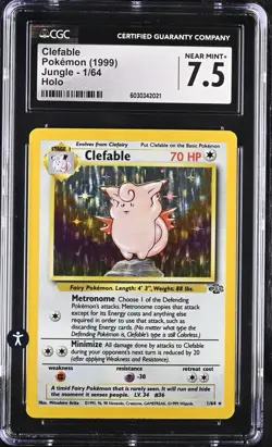 Pokemon Jungle 1/64 Clefable 1999 Colorless Holo Rare CGC 7.5 NEAR MINT+ - Image 2