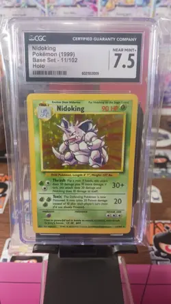 1999 Holo Rare Nidoking 11/102 Base Set Pokemon TCG Card Graded CGC 7.5 NM+ - Image 1