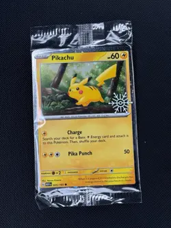 Pokemon Pikachu Sealed Holiday Snowflake Stamp 025/165 NM - Image 1