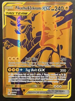 Pokemon TCG Pikachu and Zekrom Gold GX Promo Card SM248 JUMBO OVERSIZED NM! - Image 1