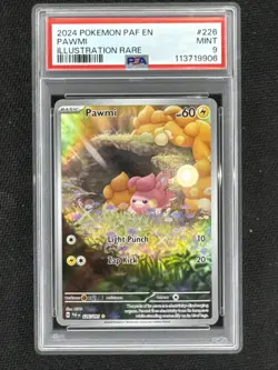 2024 Pokemon Paldean Fates Pawmi Illustration Rare FULL ART #226 PSA 9 MINT Card - Image 1