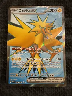 Pokemon TCG Zapdos EX Full Art Ultra Rare Holo Card 192/165 Scarlet & Violet 151 - Image 1
