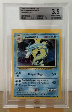 Gyarados 10/102 Square Cut Holo Rare | 1999 Pokemon Base Set | BGS 3.5 ERROR - Image 1