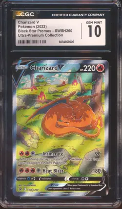2022 POKEMON ULTRA PREMIUM BLACK STAR PROMO CHARIZARD V #SWSH260 CGC 10! - Image 1