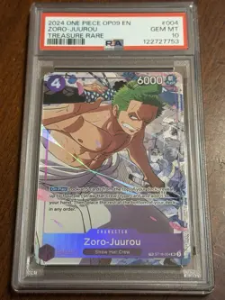 Zoro-Juurou 2024 One Piece OP09 EN Treasure Rare #004 PSA 10 Gem Mint - Image 1