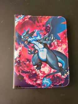 Pokemon Card Binder 50 Removeable Sleeves 4 Pockets Charizard Mewtwo Zip Up - Image 1