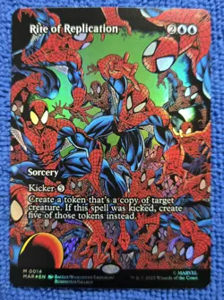 MTG 1x Rite Of Replication 0014 Borderless FOIL Spider Man - Image 1
