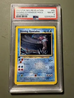 2001 Pokemon Neo Revelation 1st Edition Shining Gyarados Holo #65 PSA 8 Swirl - Image 1