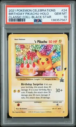 2021 POKEMON CELEBRATIONS CLASSIC COLL #24 BIRTHDAY PIKACHU-HOLO PSA 10 - Image 1