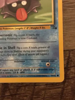Pokemon TCG Shellder Water Basic Monster Fossil 1st Edition 54/62 English - Image 3