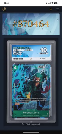 One Piece TCG Roronoa Zoro - PRB02-006 ACE 10 Gem Mint Perfect Subgrades PSA BGS - Image 3