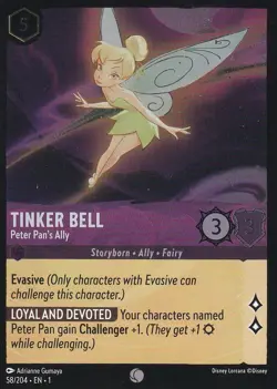 Cold Foil Tinker Bell - Peter Pan's Ally 58/204 Common Disney Lorcana - Image 1