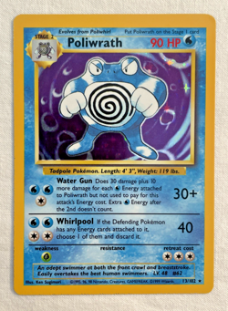1x Poliwrath 13/102 Base Set Holo Pokemon Card NM - Image 1