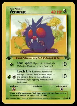 Venonat 63/64 1st Edition Jungle Common English Pokemon Card - Image 1