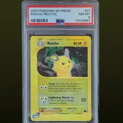 2003 POKEMON SKYRIDGE 27 RAICHU-REVERSE FOIL PSA 8 - Image 1