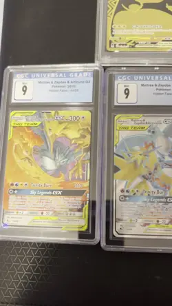 2019 POKEMON SM BLACK STAR PROMO FULL ART/MOLTRES & ZAPDOS & ARTICUNO GX PSA 9 - Image 2