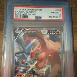 Pokemon Charizard V Full Art Ultra Rare PSA 10 154/172 Brilliant Stars - Image 3