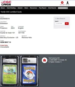 2023 Pokemon Scarlet & Violet 151 Bulbasaur 001/165 Best Buy Promo CGC 10 GEM MT - Image 3