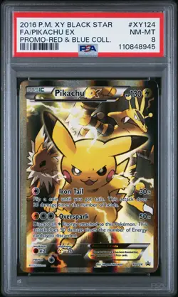 Pikachu EX PSA 8 - XY124 - Full Art - Black Star Promo - Generations - Pokemon - Image 1