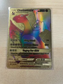 Fan Art - Pokemon Gold Foil Card CHARIZARD GX 250HP 150/147 Rainbow - Image 1