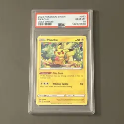 Pokemon TCG: Pikachu 052/196 Swsh11: Lost Origin Regular PSA 10 - Image 1