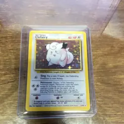 Pokemon Clefairy Base Set Holo Rare 40 HP Card 5/102 Wizards English 1999 - Image 1