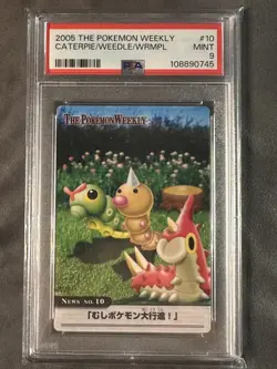 Pokemon Caterpie Weedle Wurmple The Pokemon Weekly No. 10 PSA 9 Mint - Image 1