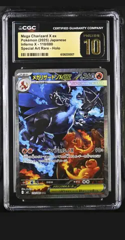 CGC 10 PRISTINE MEGA CHARIZARD X EX 110/080 POKEMON JAPANESE INFERNO X SAR - Image 1